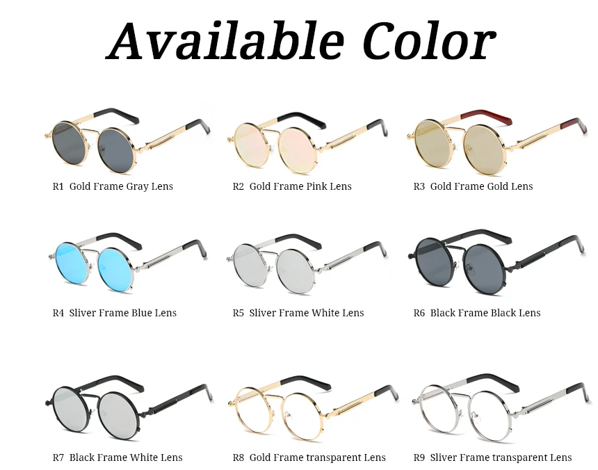 RBUDDY, классические, Ретро стиль, стимпанк, маленькие, круглые солнцезащитные очки, золотая металлическая оправа, для мужчин и женщин, фирменный дизайн, модные, готические, солнцезащитные очки, UV400