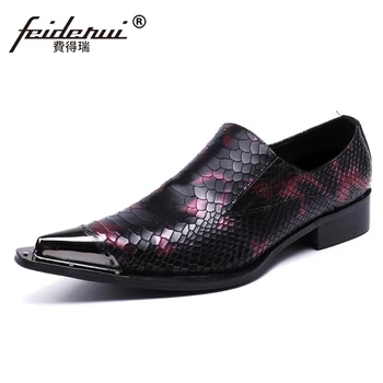 

Plus Size Italian Pointed Toe Slip on Man Wedding Party Loafers Genuine Leather Alligator Men's Runway Club Shoes For Male SL56