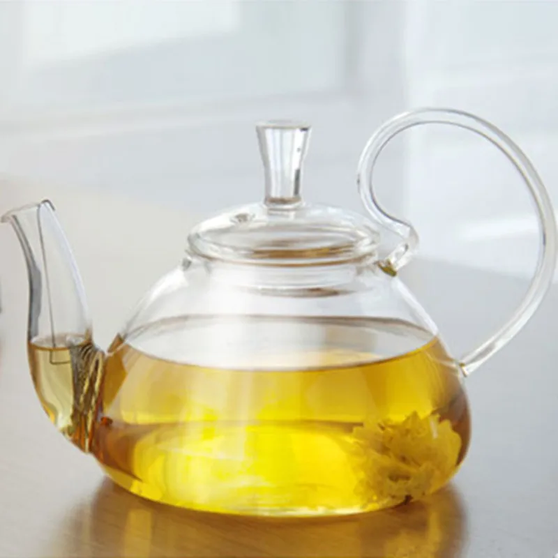 Glass Teapot and cups Set 600ml Creative Pot Handle and Double wall Cup