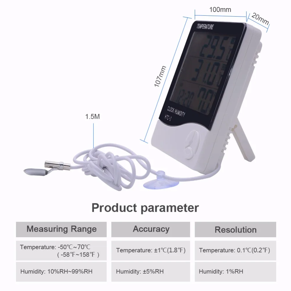 Крытый Открытый термометр гигрометр Метеостанция беспроводной температура влажность тестер зонд часы Alar HTC-2 10 шт./лот