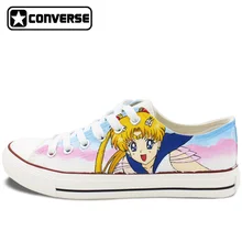 Sailor moon converse all star de las mujeres de los hombres zapatillas de deporte hombre mujer Anime Diseño Personalizado Pintado A Mano Zapatos Niñas niños Cosplay regalo