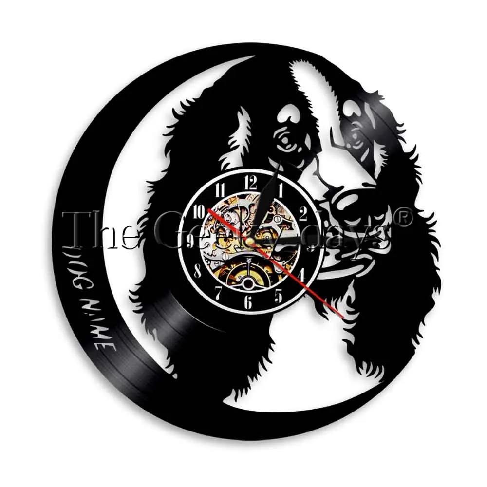 

1Piece Pet Dog LED Lighting Wall Clock Vinyl Record Funny Puppy Vinyl Wall Clock Personalized Dog Name Animals Custom Clock