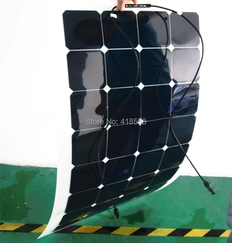 

Sunpower flexible solar panel 100w semi flexible solar panel 12V with Conntors and solar cables back of panel
