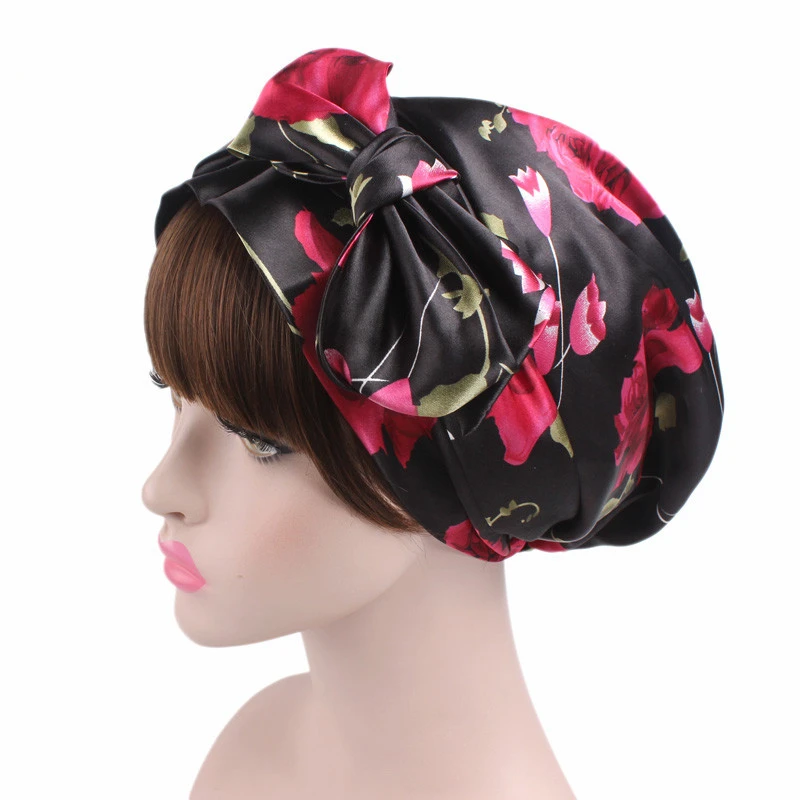 New Satin Bow Headscarf Muslim Islamic Hijab Turban Comfortable