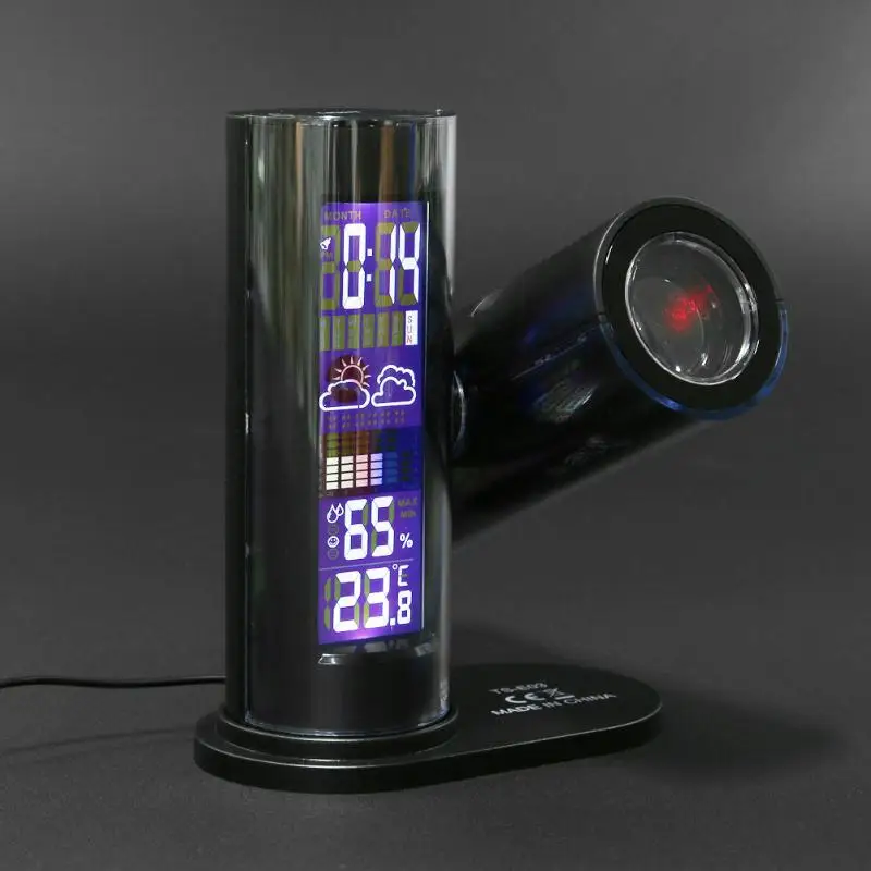 Lcd Цифровая проекция Лазерная Сигнализация часы Температура Влажность Часы-проектор светодиодный часы с подсветкой Погодный календарь домашний декор