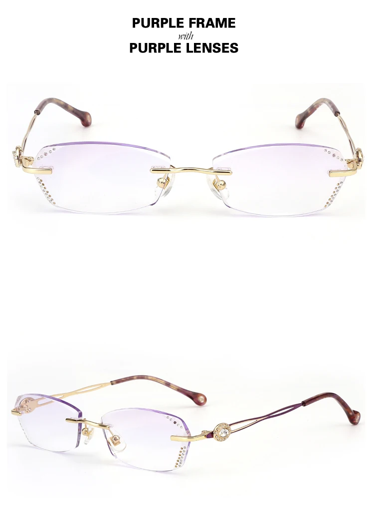 Алмазные очки, сплав, женские очки, качественная оправа, тонированные линзы, без оправы, очки oculos de grau feminino