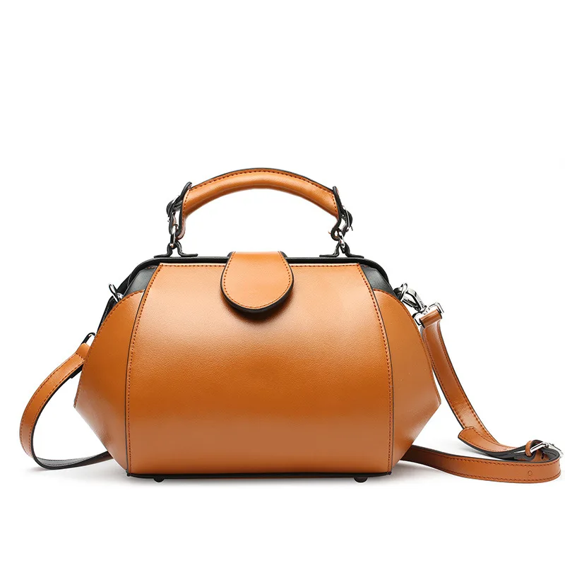Sleek minimalist color bright doctor bag just right buckle plasticity highlights women's style women leather handbags