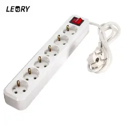 Leory ЕС Plug Мощность полосы 6 выход Мощность 250 В 10A удлинитель 1.5 м вилку сетевого шнура полосы адаптер ЕС Стандартный