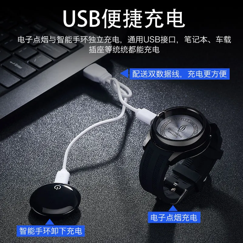 Многофункциональные Смарт-часы USB Bluetooth зажигалка с спортивным браслетом перезаряжаемая электрическая зажигалка подарок для мужчин