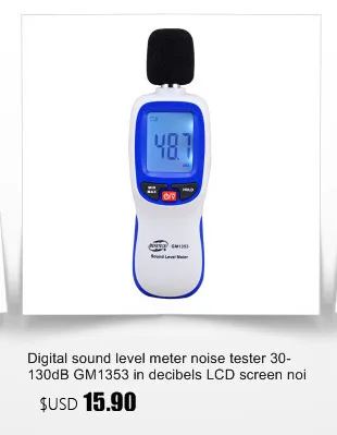 10 шт./лот цифровой измеритель уровня звука шумомер GM1351 30-130dB шумомер в децибелах ЖК-экран шум децибельный мониторный тестер
