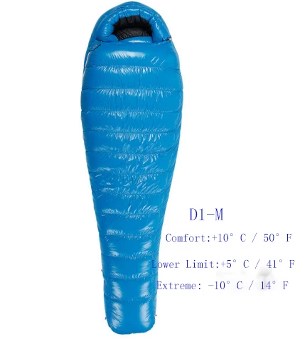 AEGISMAX D1 D2 90% белый утиный пух мумия кемпинг туризм спальный мешок удлиненный Сверхлегкий Открытый Нейлон зима теплый 650FP - Цвет: D1 Blue M