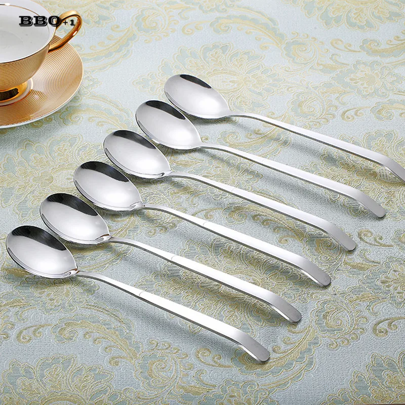 9''/23cm Long handle Korean Dinner spoons Special Design Stainless