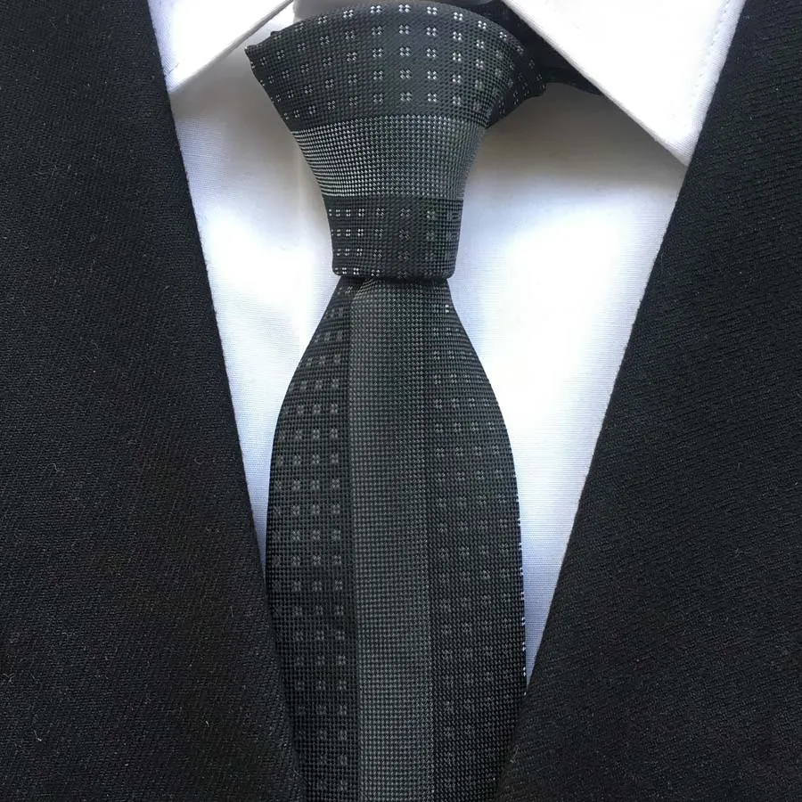 Business Men Black Casual Neck Ties with Silver Stripein Men's Ties