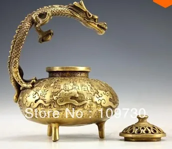 

00760 Chinese Vintage Handwork Big bronze Dragon Incense Burners