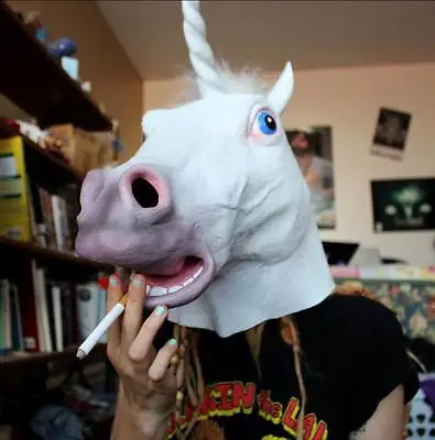 

New Creepy Horse Mask Head Halloween Costume Theater Prop Novelty Latex Rubber
