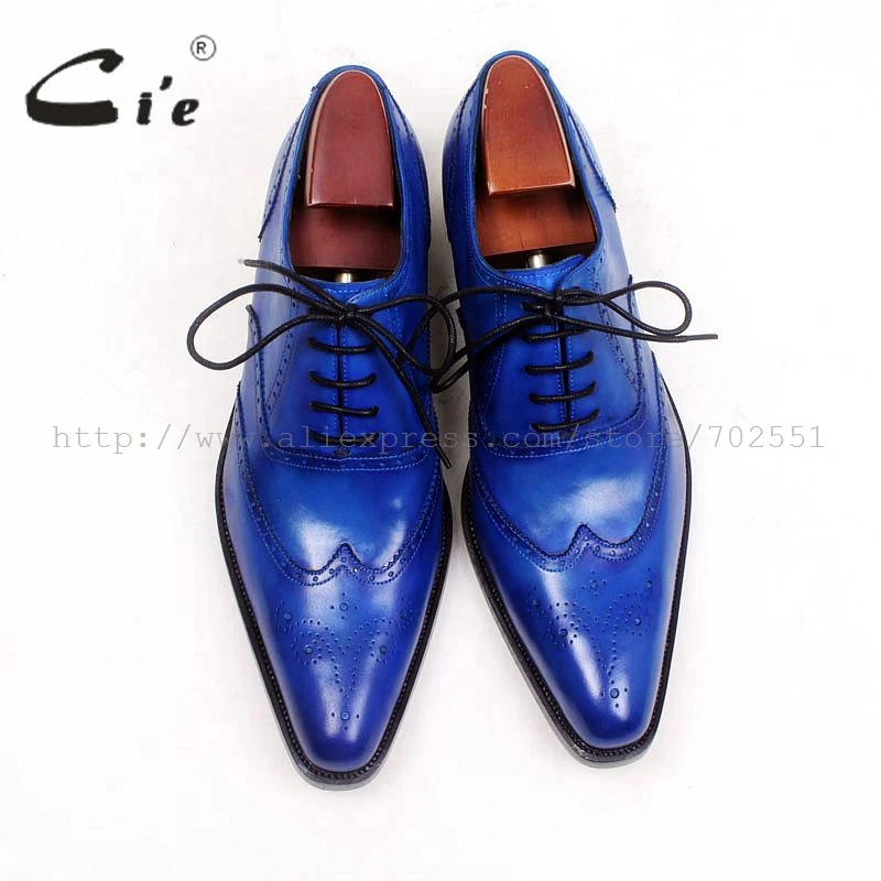 Completa Azul Welted Grão Medida Bezerro Apontado Sapato Sob Goodyear Royal Cie Completo Ox526 Couro Dedo Homens Brogues Dos De Medalhão OXnqw0g8