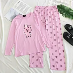 BT21 BTS Bangtan пижамы для мальчиков косплэй костюм хлопковая ночная рубашка домашние наборы