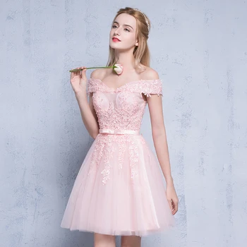 

Sexy Red Lace Elegant Knee Length Prom Dresses 2019 New Arrived Women Beading A Line Evening Party Dress