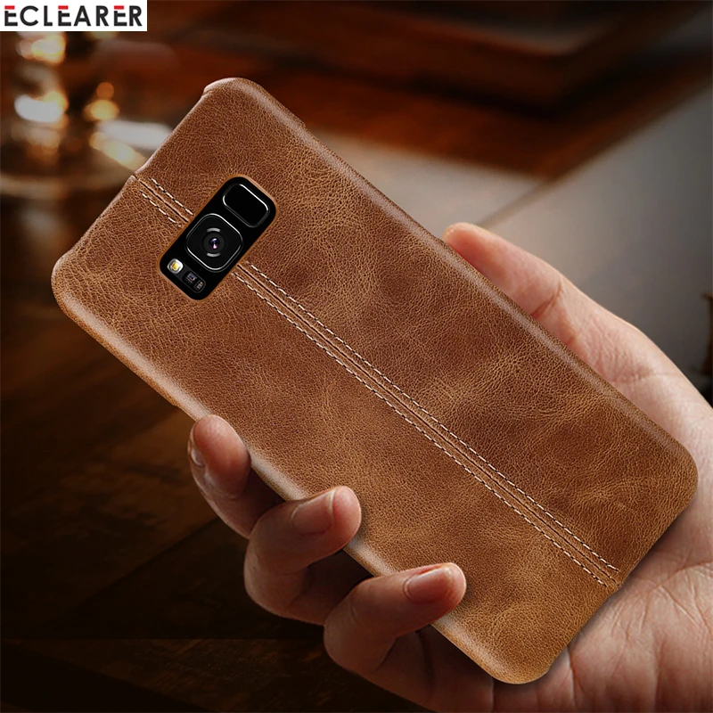 Чехол из натуральной кожи для Samsung S8 задняя крышка Galaxy S8/ Plus роскошные Прошитые