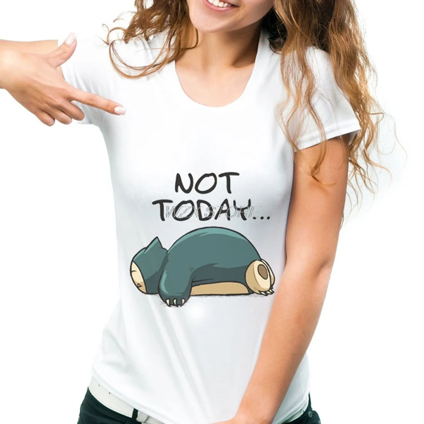 Summer Pokemon NOT TODAY cute cat Print Women tshirt Casual Funny t shirt For Lady Girl Top Tee Hipster Women's clothing Summer Pokemon NOT TODAY cute cat Print Women tshirt Casual Funny t shirt For Lady Girl Top Tee Hipster Women's clothing
