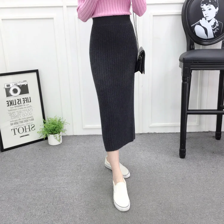wool skirt black grey 04