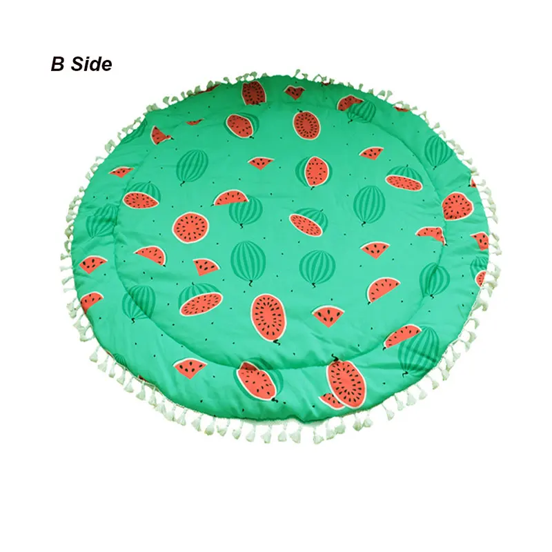 Круглый принт арбуз с двойными бортами детские игровые коврики для малышей Детский ползающий ковер коврик для пола детское постельное белье одеяло хлопок игровой коврик
