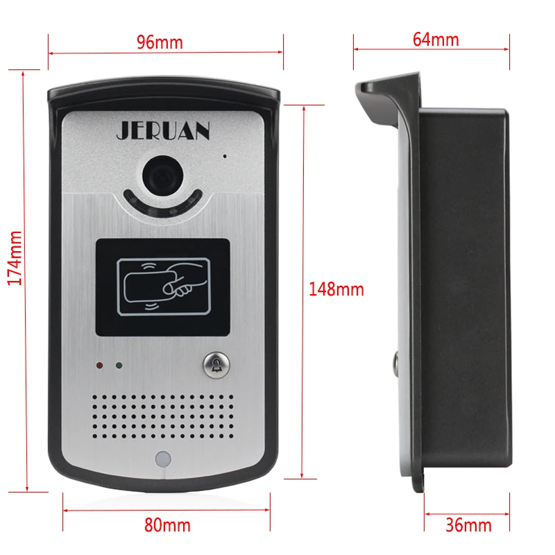 JERUAN проводной 4 3 ''видеодомофон комплект + 700TVL RFID Водонепроницаемая ИК камера