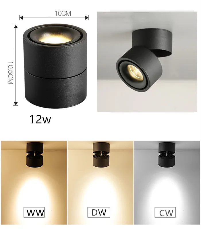 Luzes de Teto Lâmpadas de Teto de Led Graus de Rotação Luzes da Trilha Luz de 360 Dimmable Levou 12 w Superfície Montado Spot 1 Pcs Cob 13 1 pcs Dimmable LEVOU Luzes de Teto