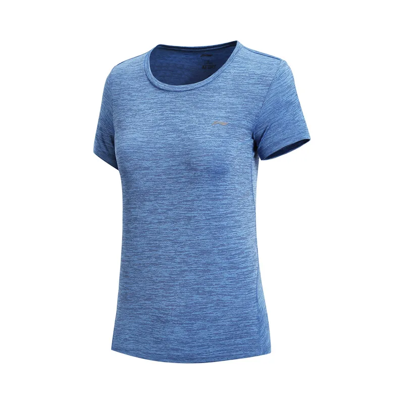 Распродажа) Li-Ning Женская футболка для бега, облегающая, полиэстер, на сухой, комфортной подкладке, для фитнеса, спортивные топы, футболки ATSN186 WTS1449 - Цвет: ATSN186-2H