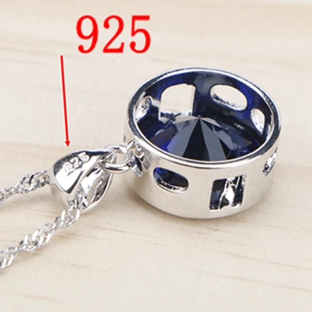 Ladies Silver 925 Jewelry Sets For Women 2018  Blue Cubic Zirconia Rings/Bracelets/Earrings/Pendant Necklace Set Free Gift Box - Image 4