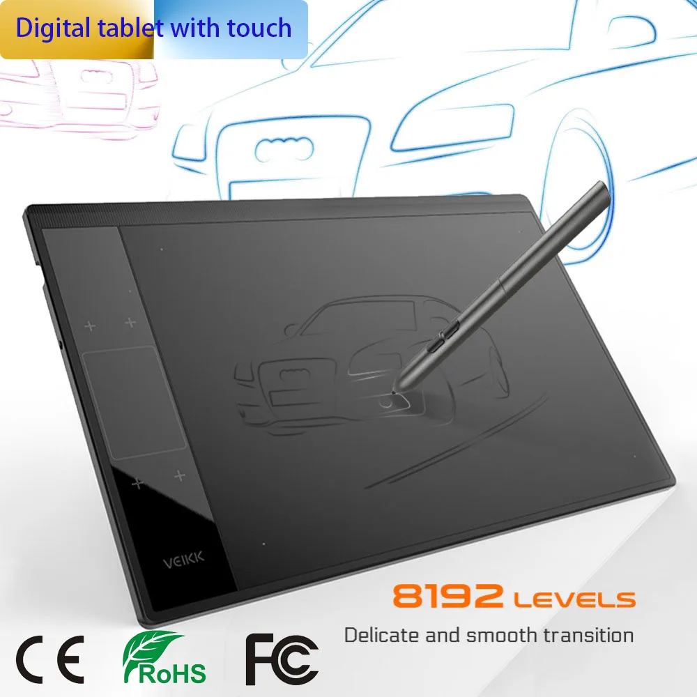 

Graphics Drawing Tablet with 8192 levels TYPE-C USB Art Drawing Board 10x6 inch Active Area With Touch Shortcuts