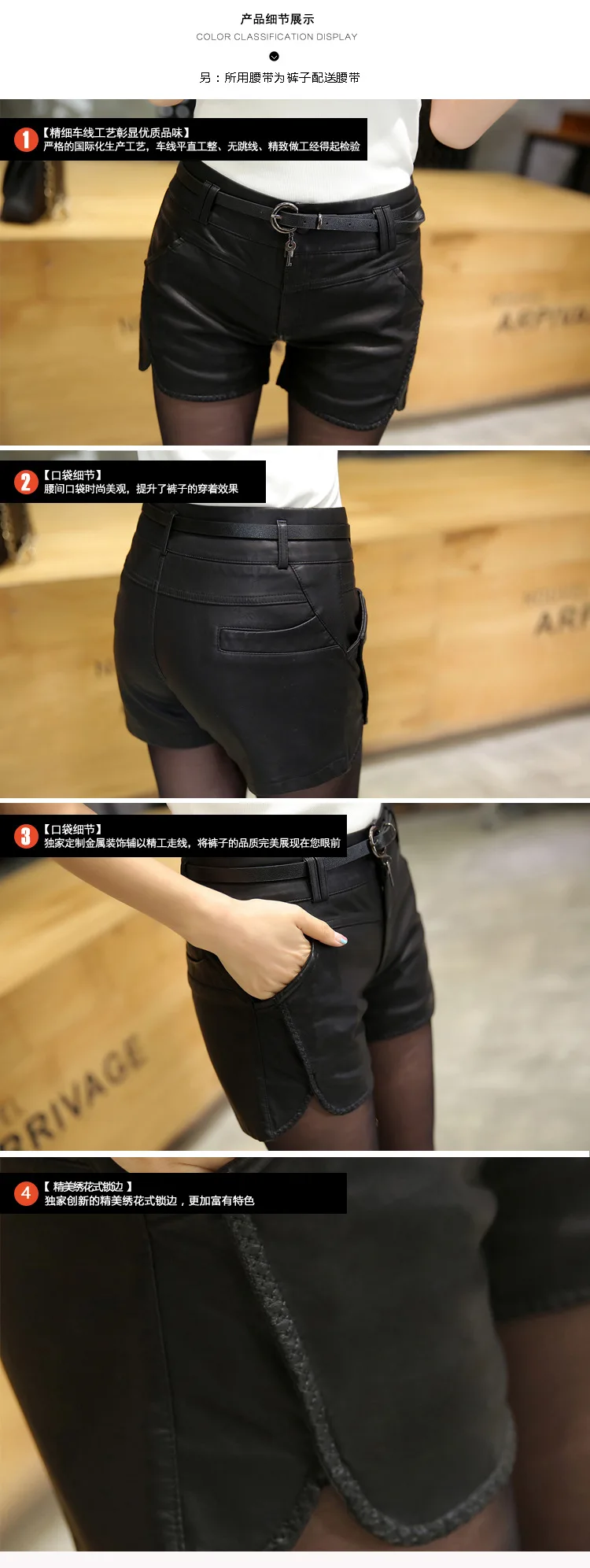 Женские шорты из искусственной кожи размера плюс M-3XL черные весенние модные сексуальные прямые брюки с драпировкой и карманами для женщин мини шорты