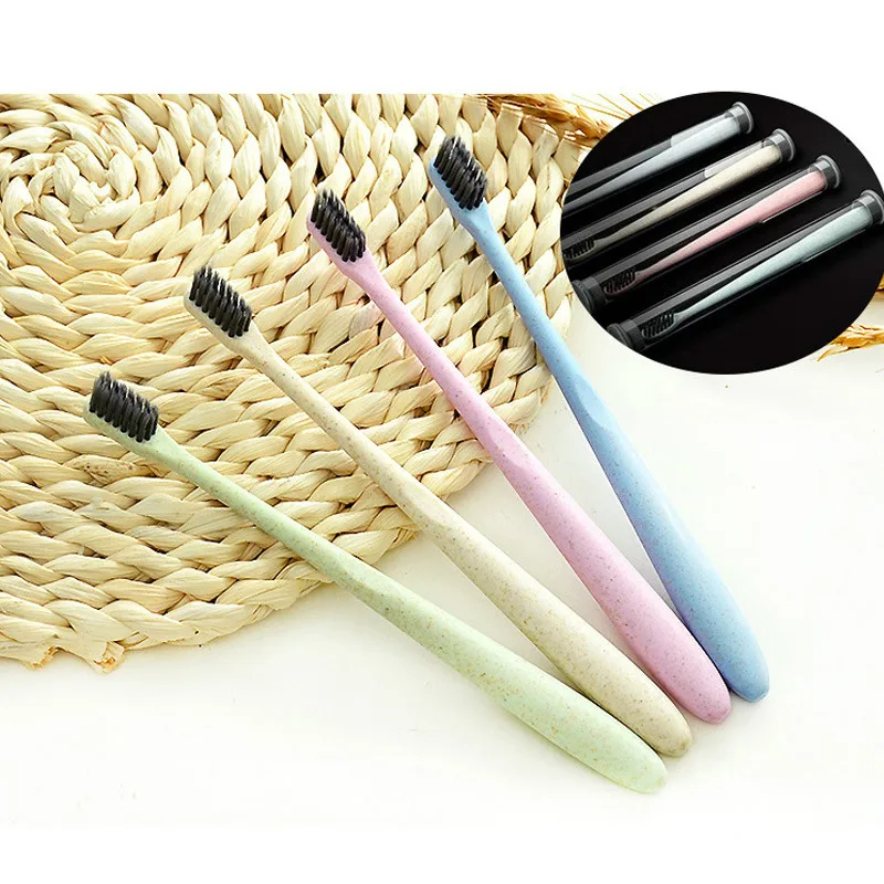

EFERO 1Pcs Bamboo Charcoal Soft-bristle Adults Toothbrush for Teeth Cleaning Oral Hygiene 4 Colors Portable Travel Toothbrush