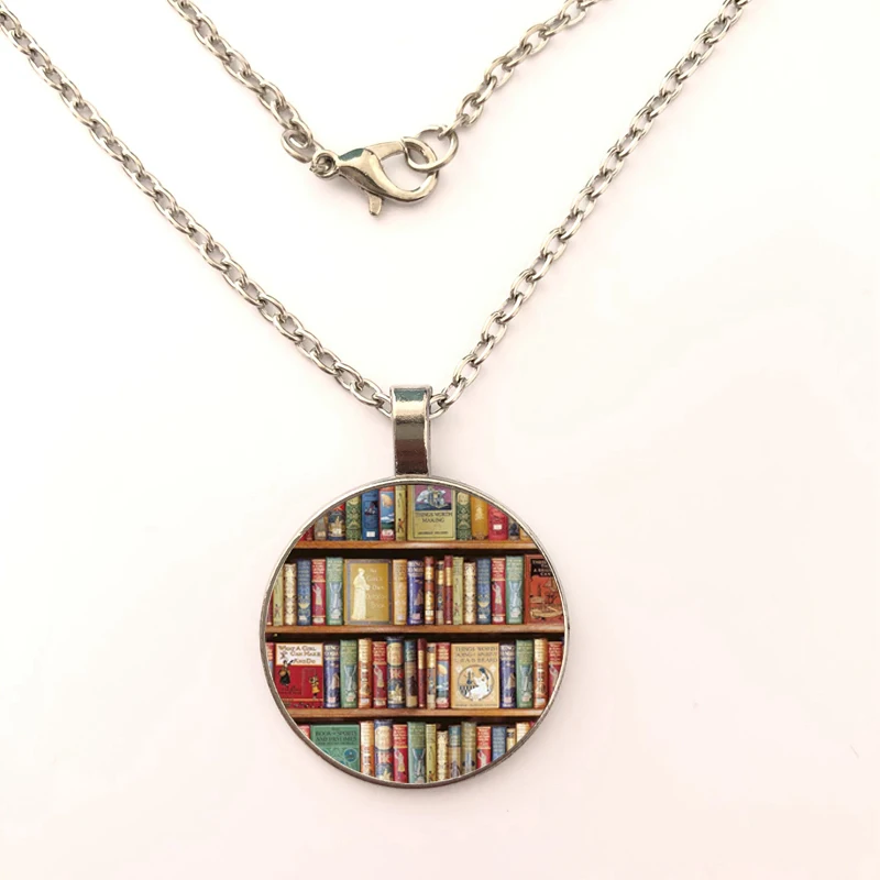 2019/стильное стеклянное ожерелье с подвеской в виде книжной полки для женщин