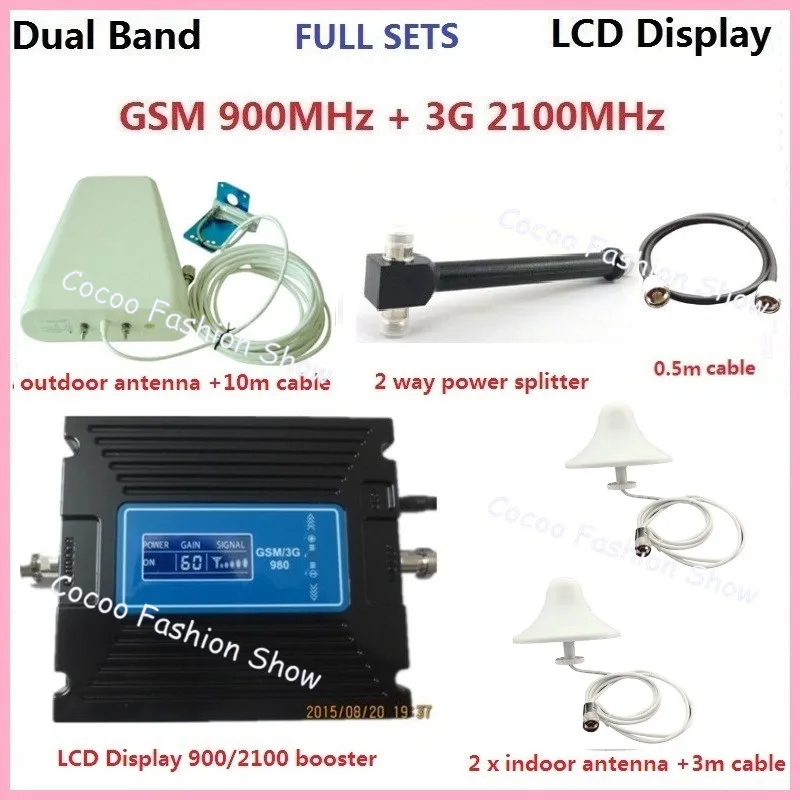 

Newest LCD Display ! Dual Band 2G 3G GSM Celular signal booster GSM 900mhz 3G 2100mhz mobile Signal Repeater Amplifier 1set