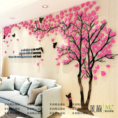 Креативное дерево 3d трехмерная акриловая настенная наклейка картина гостиная диван ТВ фон настенное украшение для комнаты