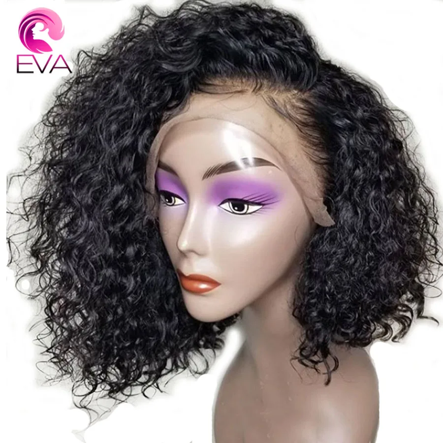 

Eva Curly 13x6 Lace Front Human Hair Wigs Pre Plucked With Baby Hair Glueless Brazilian Remy Short Bob Hair Wigs For Black Women