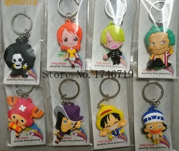 

New 80pcs Japanese Anime One Piece PVC Key Ring Cartoon Keychains Bag Pendant For Best Gift Free Shipping T-2