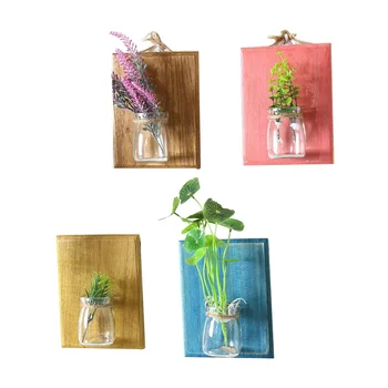 

Wood Flower Pot Wall Hanger Flower pot Wooden Wall Rack Storage plant Holder Rack Home Glass Bottle Vase Hanging Home Decoration