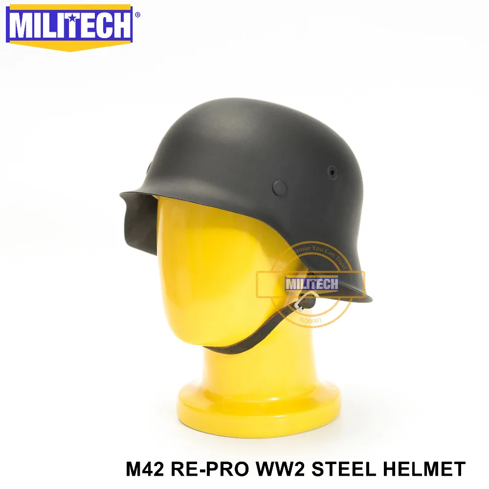 MILITECH Черный WW2 Немецкий M42 Стальной шлем WW II M42 Repro немецкий шлем мотоциклетный защитный шлем 2 мировая война коллекционный шлем