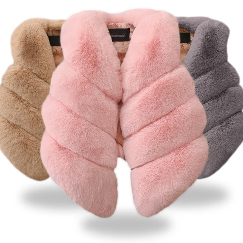 

Fashion Autumn Winter Girls Fur Outerwear Vests Infant Kids Children Thick Warm Faux Fur Warm Vest Baby Girls Waistcoat Clothes