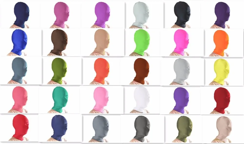 

Free shipping Multicolor Lycra Spandex Full Cover Zentai Hood Mask