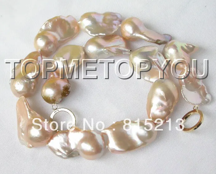 

ddh001319 HUGE Luster natural pink Reborn Keshi pearls necklace 28% Discount (A0325)