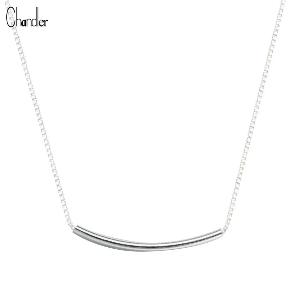 

Chandler Curved Bar Necklace 925 Sterling Silver Tube Necklaces Dainty Layered Jewelry Long Tube Pendant Fashion Jewelry Factory