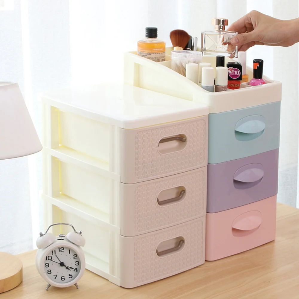 

Multi-layer desk shelf dressing table cosmetics girl heart storage box plastic drawer mini trumpet LM01161101