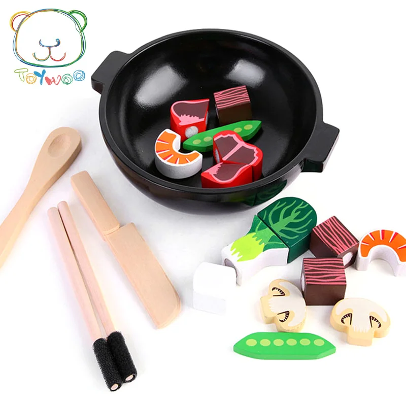 

[Toy Woo] Wooden Pretend Play Kitchen Toys Wooden Cutting Magnetic Fruits and Vegetables Colorful Educational Food Toys for Kids