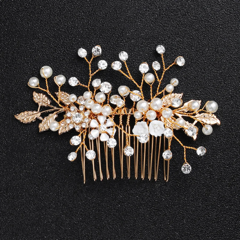 

Bridal Wedding Pearl Hair Combs Women Hair Ornaments Headwear Headpiece