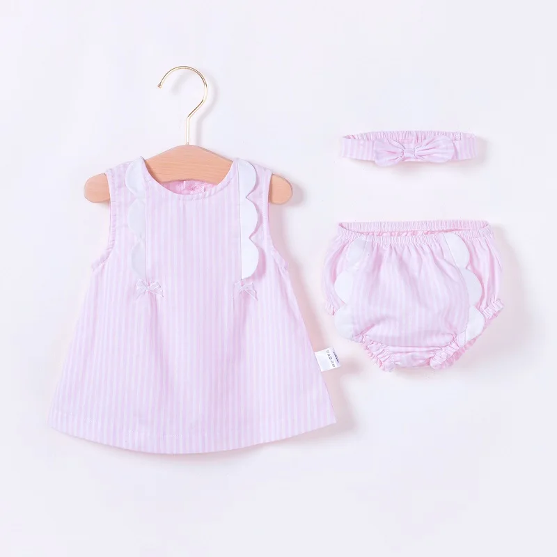 Vlinder/платье для маленьких девочек одежда для малышей летнее милое розовое платье в стиле принцессы платья для новорожденных без рукавов комплект из 3 предметов