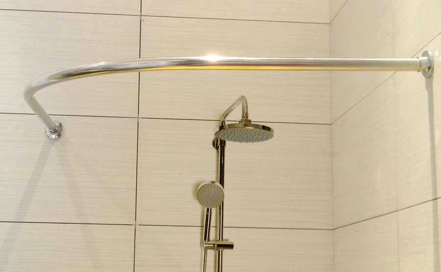 Bathroom curved shower curtain rod L shaped stainless steel arc