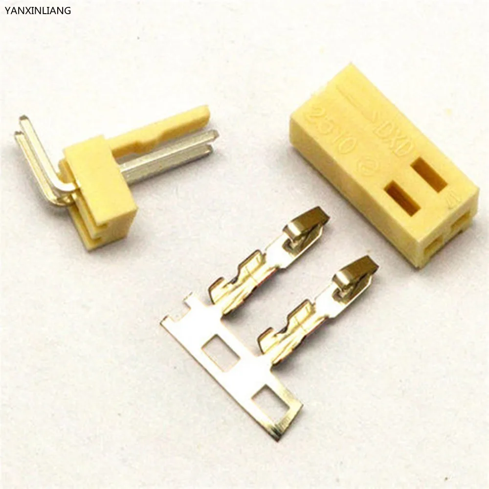 

100Sets KF2510 2Pin Connector Kit Pitch 2.54mm Right Angle Pin Header+Terminal+Housing